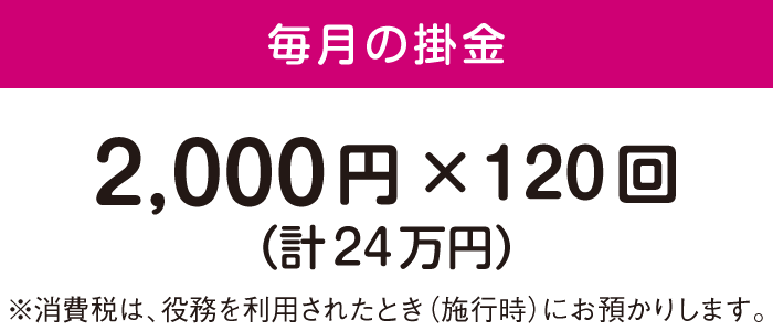毎月の掛金 2000円×120回